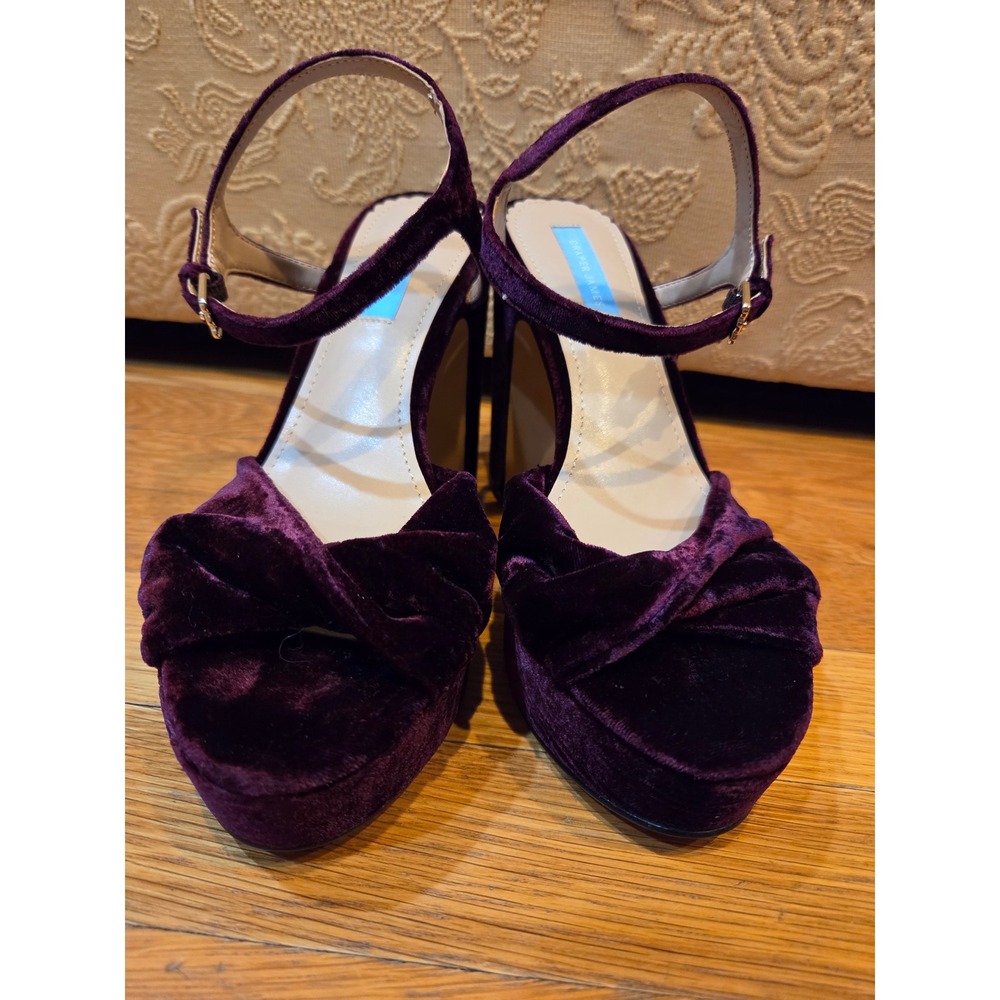 Draper James Paloma Plum Velvet Platform Block Heel Sandals Ankle Strap Sz 7.5 - Picture 11 of 12
